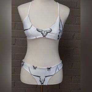Texas Longhorn skull print bikini S-M